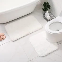 화이트 욕실 목욕 매트 세트 욕조 사이드 입구 Doormat 샤워 룸에 대 한 미끄럼 방지 깔개 U 형 사각형 바닥 카펫 210401