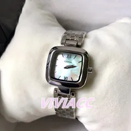 Fashion Brand Womens Geometric Square Quartz Watch Multicolor Mother of Pearl Shell Watches Unique Rome Number Small Dial Watches 26mm