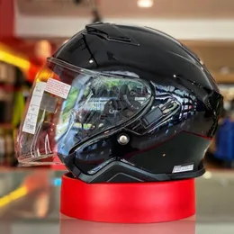 オートバイヘルメットオープンフェイスシューイJ-クルーズII光沢のある黒いヘルメットライディングモトクロスレーシングモトビケ