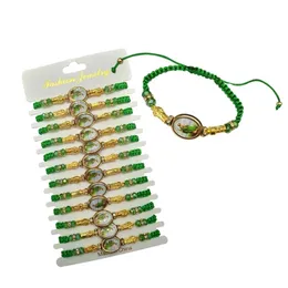 Sale Chiristian Bracelet Handmade Glass Bead Woven Adjustable Crystal Religious 211124