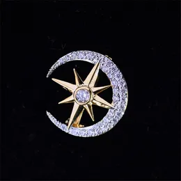 Pins, Brooches Mini Rhinestone Crystal Moon Star For Women Small Collar Pin Bags Bijoux Accessories Luxury Jewelry Mujer Broche