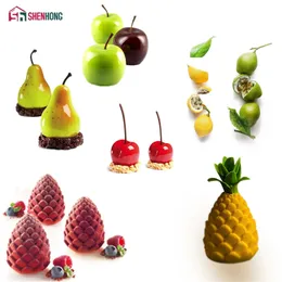 SHENHONG Fruit Apple Lemon Pear Cherry Mousse Silicone Cake Mold 3D Baking Mould Chocolate Decoration Muffin Moule Cookie DIY 211216