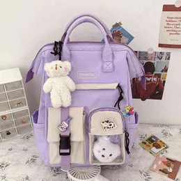 backpack bag Backpack Style Bag2023 Preppy Purple Women Waterproof Candy Color Fancy High School Bag for Teen Girl Cute Travel 220723