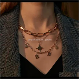 Pendant & Pendants Drop Delivery 2021 Multi Layer Gold Metal Letter Star Chain Necklace For Women Vintage Statement Punk Choker Necklaces Par