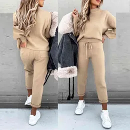 Kobiety Dres 2 sztuki Zestaw Crop Top Spodnie Zestaw Sportwear Dopasowywanie Zestaw Workout Scent Garnitury Kobieta Jogging Suit 210515