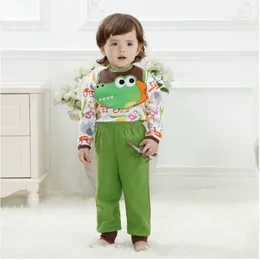 Crocodile Baby boy Clothes newborn Bodysuits + trouser + bib baby girl clothing infant jumpsuit bebe body suit 100% Cotton 210413