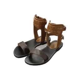 Sommer Designer Gladiator Sandalen Mode flache Absätze sexy klassische Nieten römische Schnalle Strand Sandale Schuhe mit Box