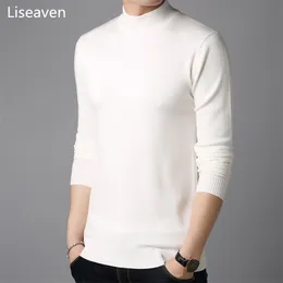 Liseaven Men Cashmere Sheatersフルスリーブプルホームソリッドカラープルオーバーセーターメンズトップス210818