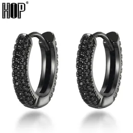 Pequena rodada gelada verde verde zircão zircão brinco cobre stud círculo para homens mulheres hip hop jóias