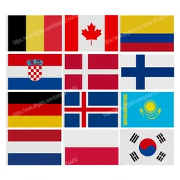 Netherlands Colombia Finland Belgium Croatia DenmarkPoland Flags National Polyester Banner 90*150cm 3*5ft Flag All Over The World can be Customized