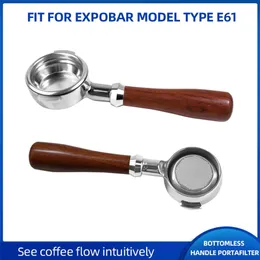 Expobar E61 Kaffebryggare Fast träbottenlösa handtag Portafilter 58mm Universellt tillämplig Grouphead Mahogany Po 220217