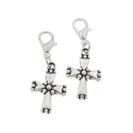 13.6x35.3mm Antik Silver Alloy Dots End Cross Charms Heart Floating Hummer Clasps Religiös Charm för glas Living Memory Locket C486 100PCS / Lot