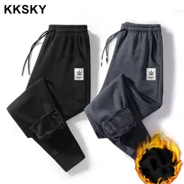 KKSKY MENS Warm Sweatpants Bomull Tjocka Byxor Vinter Oversized Joggers Man Kläder StreetWear Sport Fashion Trouser 8XL 211112