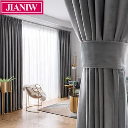 JIANIW Solid Luxurious Velvet Blackout curtain Super Soft Window Curtains Drapes Shades for Living Room Bedroom Custom Made 210712