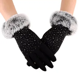 Rękawiczki bez palców Kobiety Full Fear Faux Futro Zagęścić Zimowe Ciepłe Mittens Kobiet Cashmere Hand Guant Guantes Mujer #bf