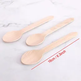 2021Disposeble eko-friendly wood placeware serprodukter sked kniv trä bestick uppsättning gaffelknivar dessert scoop bröllopsfest porslin dhl