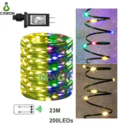 Luci natalizie Holiday Fairy Stringhe a led 200 LED Verde PVC Impermeabile Filo di rame String Light Lampada da esterno per ghirlanda per albero con telecomando