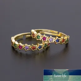 Mode Stern Mond Kreuz 12 Stile Gold Kupfer Zirkon Ringe Einstellbar Regenbogen CZ Bunte Kristall Ring Schmuck Geschenk für Frau Fabrikpreis Expertendesign Qualität