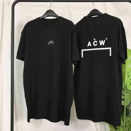 2021ACWT Shirt One Side Cold Wall High Street Fashion Brand Simple Letter Printing Loose Men Women Short-sleeved Shirt G1207