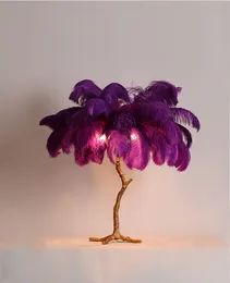 Decor Home Ostrich Feather Luminaria Nordic Table Lamp Desk Modern Interior Lighting Living Room Bedroom