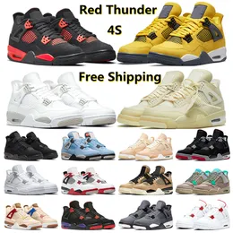 أحذية كرة السلة للرجال 4s 4 Red Thunder Lightning University Blue Black Cat White Oreo Sail Shimmer Cool Grey Pure Money للرجال أحذية رياضية رياضية