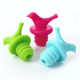 2021 Rolig Tool Novelty Bird Silicone Wine Bottle Stoppers Kit för vin och dryckesflaska Stoppers med 4 färg