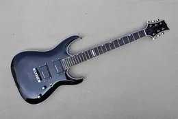 Guitarra eléctrica negra brillante de fábrica con cadena a través del cuerpo, el hardware de cromo, el fretboard de palisandro, se puede personalizar