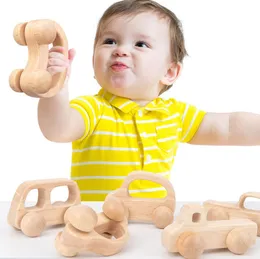 Utsökt Baby Spädbarn Naturlig Trä Toy Soothers Teeners Hälsosam Säker Trä Bil Leksaker Träning Ring