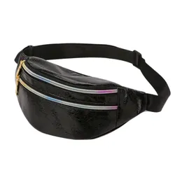 أكياس في الهواء الطلق Fasion Weist Women Pink Silver Fanny Pack Female Belt Bag Back Black Packs Packs Laser Chest Phone Pouch