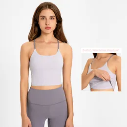 Kvinnors tankar camis l kontrasterande färg enkel yoga väst nakenkänsla fitness tank kvinnor underkläder sport Bras Casual Gym Workout Tops