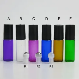 30 sztuk / partia 5ml Pusta Mini Szkło Roll na butelce do olejków eterycznych Refillable Perfumy pojemniki z kulką rolkową ze stali nierdzewnej