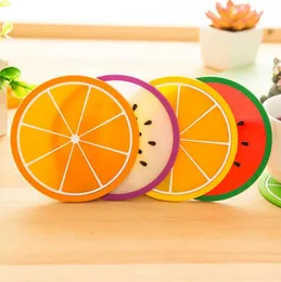 2021 New Table Accessories Kitchen Gadgets Candy Color Fruit Shape Silicone Cup Mat Coaster Non-slip Insulation Pad