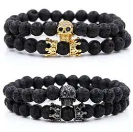 Mcllroy Bracelet Men/skull/steel/stone/beads/luxury/bracelets For Mens Crown Cz Zircon Man Bracelet Homme Jewelry Valentine Gift GC205