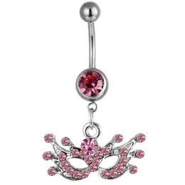 YYJFF D0002 Mask Belly Navel Button Ring Pink Color 14 GA 10 MM for Women