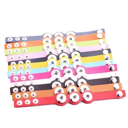 Mix PU Leather Bracelets Three 18mm Snap Button Charms Bangle Wristband Jewelry DIY Snaps Buttons Punk Bracelet jewellery wholesale