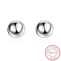 Hög kvalitet 925 Sterling Silver Smycken Kvinnor Rund Ball Stud Örhängen Mode Elegant Örhängen Partihandel 8mm/10mm