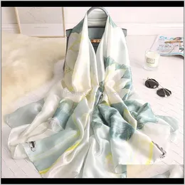 Okłady Kapelusze, Szaliki Rękawiczki Moda Aessors Drop Delivery Spring and Lato 2021 Plażowy Ręcznik Wakacje Lotus Sunscreen Silk Scarf Womens Lon