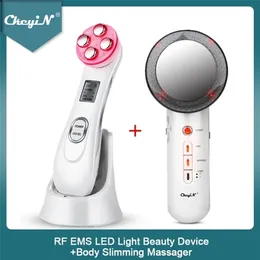 CkeyiN RF EMS LED Light Massage Machine Wrinkles Removal + Ultrasonic Far Infrared Body Slimming Massager Fat 45 220216