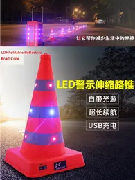 41cm Hohe reflektierende Ampel blinkt faltbare doppelte Warnmeter LED Safety Road Cone Barrier Expansion Eiscreme Kegel Ladung Fahrbahnzapfen