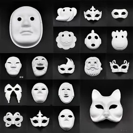 20pcs Full Face Halloween Costumes DIY Blank Painting Mask Halloween Hip-Hop Dance Ghost Cosplay Fancy Dress Masquerade Party Mask