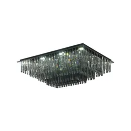 Smoky grey crystal rectangle chandelier lighting modern luxury indoor decorative led ceiling light ficture