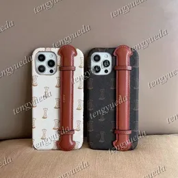 Modedesigner Telefonfodral för iPhone 14 14Pro 14Plus 15 15Pro 13 12 11 Pro Max XR XSMAX armbandshållare Läder Luxen Case Call Phone Cover