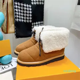 Luxus-Designer-Damen-Schneestiefel, modisch, zum Schnüren, hochwertig, flauschig, pelzig, bequem, mit Kissen, Knöchel, Martin, Booties, Winter, warm, für den Außenbereich, 255