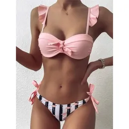 Wzburzyć bikini seksowny strój kąpielowy kobiety push up zestaw brazylijski kostium kąpielowy słodkie stroje kąpielowe stroje kąpielowe 210625