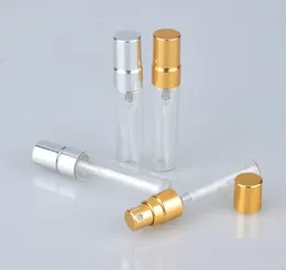 5ml 10ml transparent glassprayflaska Tom klar påfyllningsbar parfymfördelare med guld silverlock bärbara provglasflaskor