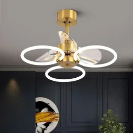 Light luxury modern minimalist invisible ceiling fan lamps with electric lamp dining room living bedroom chandeliers