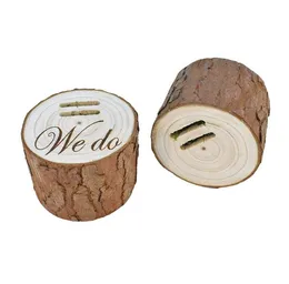 Wedding Ring Box Rustic Creative log wood Rings Pillows Retro rural proposal engagement