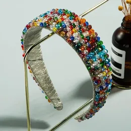 Shiny Crystal Colorful Beaded Handmade Hair Hoop Elegant Women Headband Headwear Hairband Fashion Girls Hair Accessories