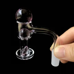 20mm OD Flat Top Terp Slurper Smoking Quartz Banger Beveled Edge US Grade Weld Nail With 22mm&6mm Glass Bead 10mm Ruby PearlsFor Water Bong