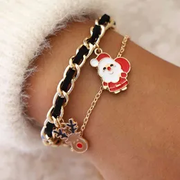 Ny 1PC 6styl Metallic Santa Claus Merry Christmas Snowmen Deer Armband Xmas Inredning För Hem Gåvor Jul Ornament Noel